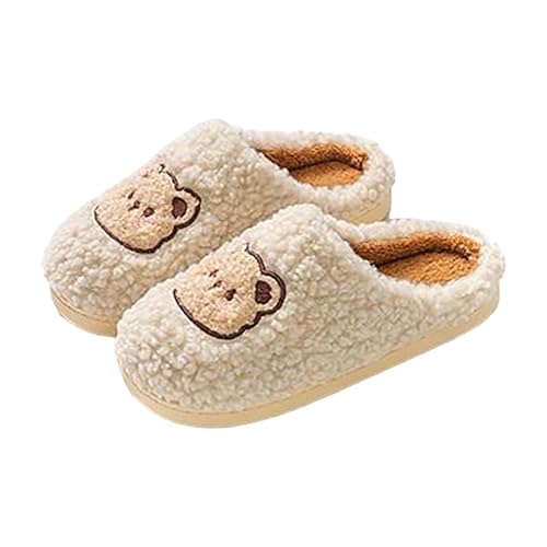 Hausschuhe Für Damen Herren Winter Warme Synthetik Bequeme Winter Flauschigen Schlappen Leichte Freizeit Slipper Socken rutschfeste Slides Kuschelig Fluffy Slippers Indoor Outdoor von Generic