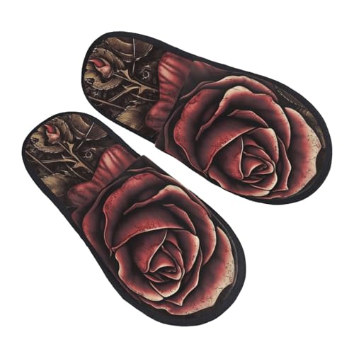 Hausschuhe Gotische Rose Weiches Slippers Gemütlich Hauspantoffeln Für Den Alltag Winter Weihnachten M von Generic