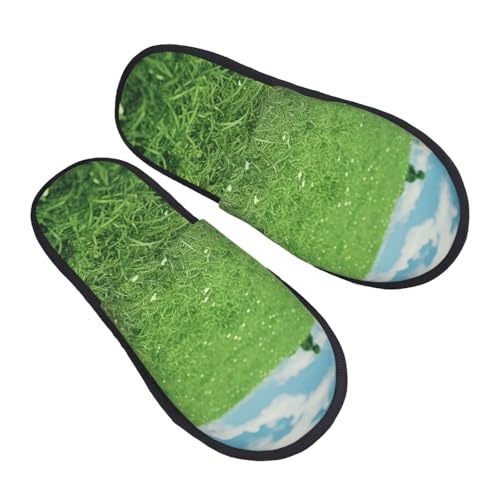 Hausschuhe Grüner Rasen Luxuriös Baumwolle Pantoffeln Scuff Hauspantoffeln Für Unisex Schlafzimmer Drinnen M von Generic