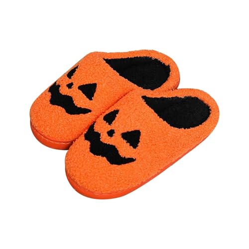 Hausschuhe Halloween Damen Plüsch Bequeme Plüsch Warme Pantoffeln Memory-Schaum Halloween Freizeit Slipper Socken rutschfeste Slides Casual Plüschhausschuhe Winterschuhe von Generic