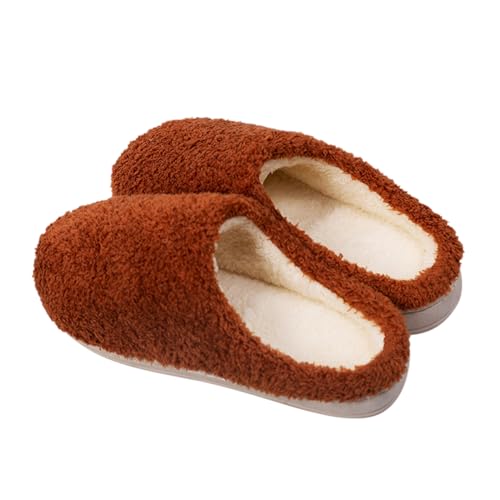 Hausschuhe Herren Damen Bequeme Plüsch Warme Pantoffeln Flache Memory Foam Home Slipper Breite Füße Flauschige Hausschuhe Damen Atmungsaktive Mode Plüschhausschuhe von Generic