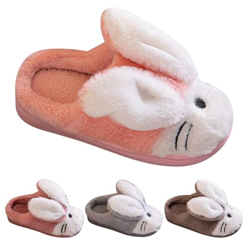 Hausschuhe Mädchen Süß Hase Plüsch Pantoffel Slippers Kinder Winter Warme rutschfeste Tierpantoffel Weiche Bequem Gefüttert Kuschel Flauschige Hausschuhe Slippers (Pink, 32 Big Kids) von Generic