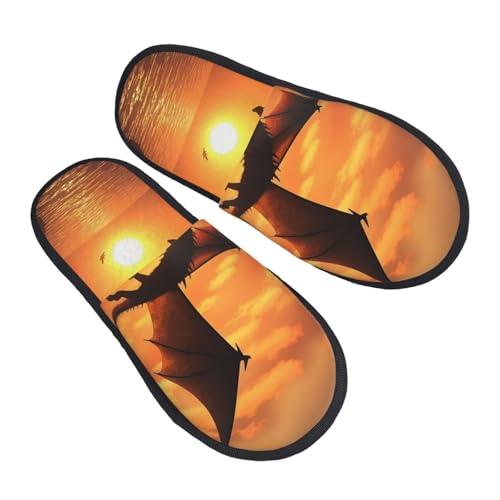 Hausschuhe Meer Sonnenuntergang Fliegender Drache Gemütlich Baumwolle Pantoffeln Wärme Hauspantoffeln Für Unisex Schlafzimmer Weihnachten M von Generic