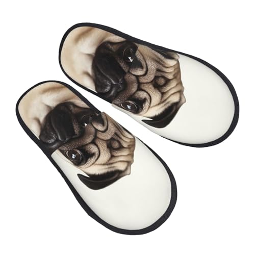 Hausschuhe Mops Leichte Slippers Wärme Pantoffeln Für Winter Draußen Weihnachten L von Generic