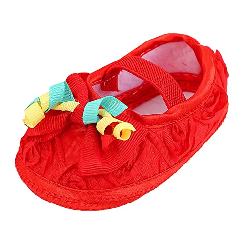 Hausschuhe Partnerlook Babyschuhe, modische weiche Sohle, Kleinkindschuhe, Perlenkleid, Blumen-Prinzessin-Schuhe, Kleinkindschuhe Sommerschuhe Kinder Mädchen (Red, 19.5 Infant) von Generic