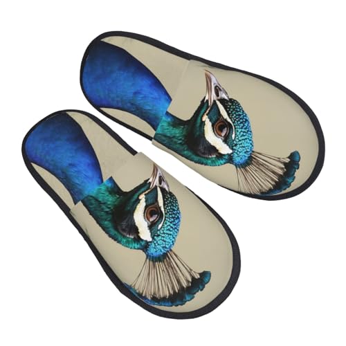Hausschuhe Pfau Gedruckt Luxuriös Pantoffeln Scuff Slippers Für Weihnachten Draußen Winter L von Generic