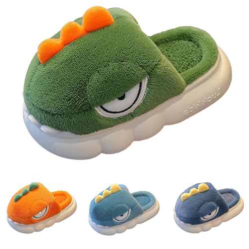 Hausschuhe Plüsch Jungen Mädchen Dino Flauschige Pantoffel Slippers Kinder Winter Warme rutschfeste Tierpantoffel Baumwollschuhe Slippers Weiche Bequem 𝗞uschel Hausschuh für Kleinkind (Grey, 25) von Generic