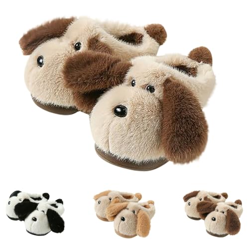 Hausschuhe Plüsch Jungen Mädchen Süß Welpe Flauschige Pantoffeln Slippers Kinder Unisex Winter Weiche Warme Rutschfest Hausschuhe Indoor Niedliche Tiere Furry Hauspantoffeln (Coffee, 36 Big Kids) von Generic