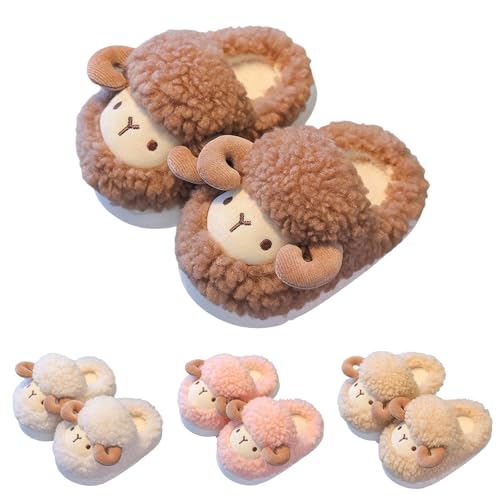 Hausschuhe Plüsch Mädchen Süß Lamm Flauschige Pantoffeln Slippers Kinder Kleinkind Winter Bequem Gefüttert Home Hausschuhe rutschfeste Gepolsterte Weiche Warme Tierpantoffel (Pink, 23.5 Infant) von Generic