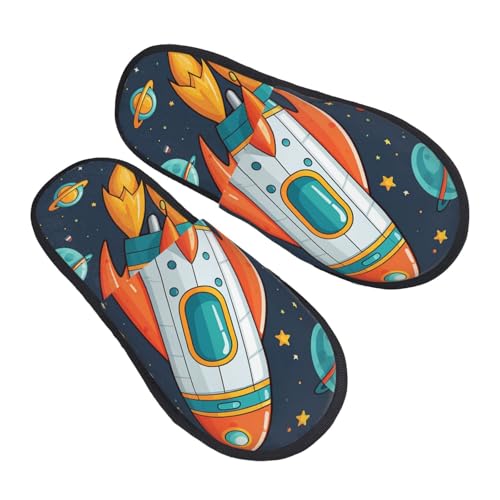 Hausschuhe Raumschiff-Cartoon Wärme Slippers Bequeme Baumwolle Pantoffeln Für Draußen Unisex Weihnachten L von Generic