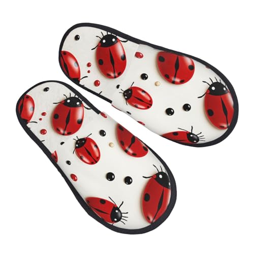 Hausschuhe Roter Marienkäfer Kunstalpaka Slippers Flauschiges Baumwolle Pantoffeln Für Unisex Weihnachten Draußen L von Generic