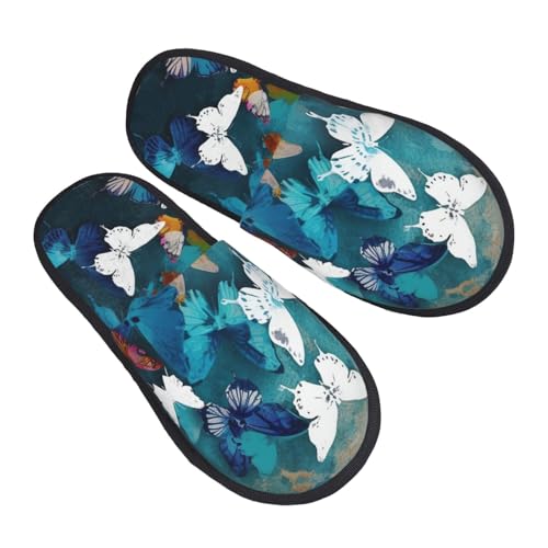 Hausschuhe Schmetterlinge Kunstalpaka Slippers Rutschfeste Baumwolle Pantoffeln Für Weihnachten Draußen Drinnen L von Generic