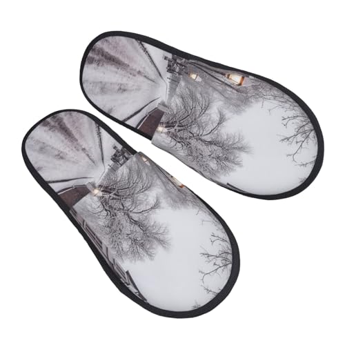 Hausschuhe Schneestraße Rutschfeste Slippers Flauschiges Pantoffeln Für Weihnachten Winter Unisex L von Generic