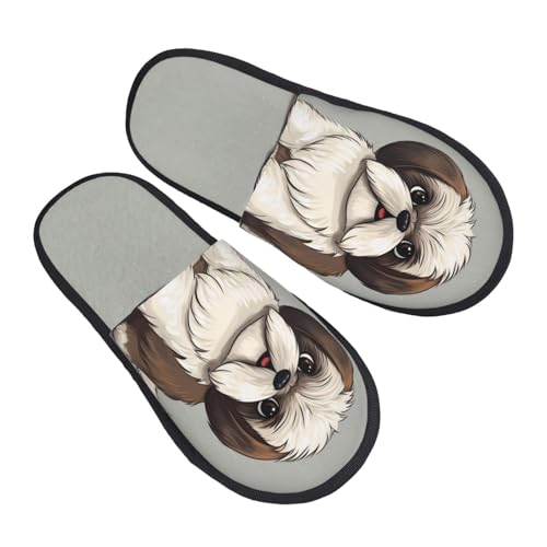 Hausschuhe Shih Tzu Hund Scuff Pantoffeln Bequeme Baumwolle Pantoffeln Für Schlafzimmer Winter Draußen M von Generic