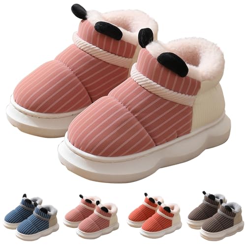 Hausschuhe Superfit Junge Mädchen Fleece Gefütterte Plüsch Pantoffel Geschlossen Winter Warm Dicke Sohle Fuzzy Schuhe Thermo Weiche Plusch Winterschuhe für Kinder (Coffee, 29-30 Little Child) von Generic