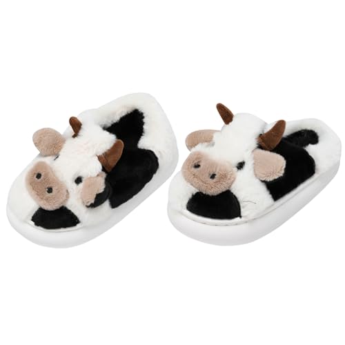 Hausschuhe Superfit Junge Mädchen Süß Kalb Plüsch Pantoffeln Winter Warm Weiche Plusch Winterschuhe Unsiex Kinder Bequem Fleece Gefüttert Tierpantoffel Fuzzy Schuhe (BK1, 31 Little Child) von Generic