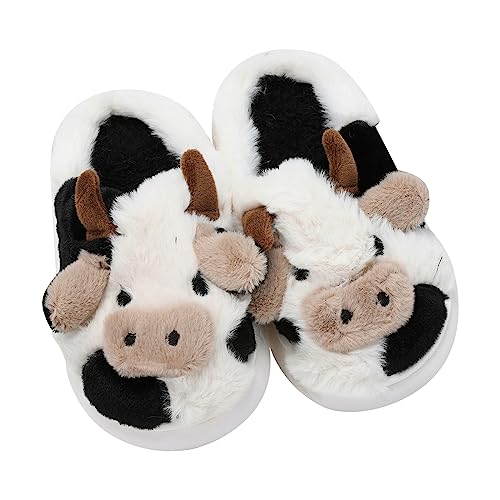 Hausschuhe Superfit Junge Mädchen Süß Kalb Plüsch Pantoffeln Winter Warm Weiche Plusch Winterschuhe Unsiex Kinder Bequem Fleece Gefüttert Tierpantoffel Fuzzy Schuhe (BK2, 27 Toddler) von Generic