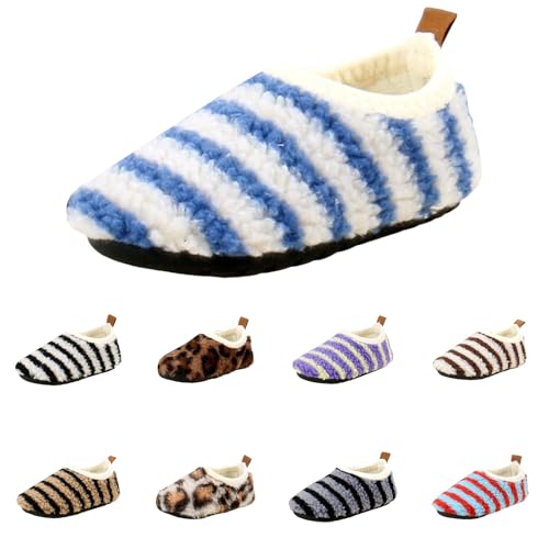Hausschuhe Superfit Kinder Junge Mädchen Winter Fuzzy Plüsch Pantoffel Geschlossen Warm Weiche Fleece Gefüttert Winterschuhe Bequem Leichte Furry Schuhe für Kleinkind Baby (Sky Blue, 25 Toddler) von Generic