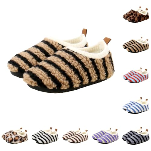 Hausschuhe Superfit Kinder Jungen Mädchen Winter Fuzzy Plüsch Pantoffel Geschlossen Warm Weiche Winterschuhe Bequem Gefüttert Leichte Furry Schuhe für Kleinkind (Coffee, 30.5 Little Child) von Generic