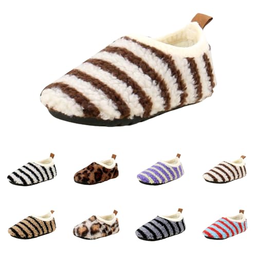 Hausschuhe Superfit Kinder Jungen Mädchen Winter Fuzzy Plüsch Pantoffel Geschlossen Warm Weiche Winterschuhe Bequem Gefüttert Leichte Furry Schuhe für Kleinkind (Khaki, 25 Toddler) von Generic