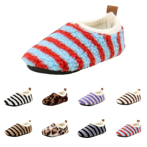 Hausschuhe Superfit Kinder Jungen Mädchen Winter Fuzzy Plüsch Pantoffel Geschlossen Warm Weiche Winterschuhe Bequem Gefüttert Leichte Furry Schuhe für Kleinkind (Red, 28.5 Little Child) von Generic