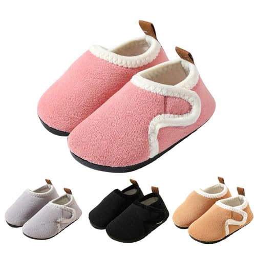 Hausschuhe Superfit Kinder Jungen Mädchen Winter Warm Weiche Plüsch Pantoffel Geschlossen Bequem Gefüttert Plusch Winterschuhe Baumwollschuhe Fuzzy Schuhe (Grey, 29 Little Child) von Generic