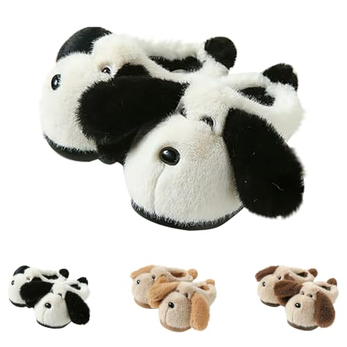 Hausschuhe Superfit Plüsch Jungen Mädchen Süß Welpe Flauschige Pantoffeln Slippers Kinder Unisex Winter Weiche Warme rutschfest Hausschuhe Niedliche Tiere Furry (Black, 37 Big Kids) von Generic