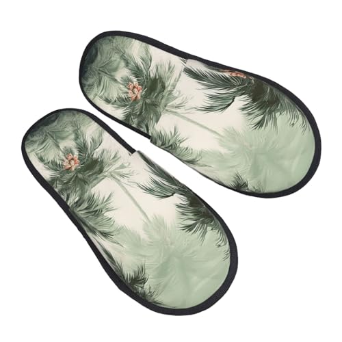 Hausschuhe Tropische Palmen Rutschfeste Slippers Wärme Pantoffeln Für Drinnen Schlafzimmer Weihnachten L von Generic