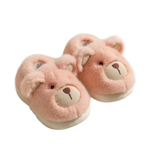 Hausschuhe Winter Warme Pantoffeln Mädchen Niedliche Flauschige Bärenhausschuhe Kinder Gemütliche Indoor Outdoor Fleece Gefütterte Slippers Plüsch Schuhe Weiche Kinderhausschuhe von Generic