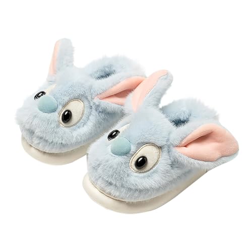 Hausschuhe aus Plüsch, warm, für den Innenbereich, niedlich, bequem, bequem, weich, für Schlafzimmer, Herbst und Winter, himmelblau, 24 EU von Generic