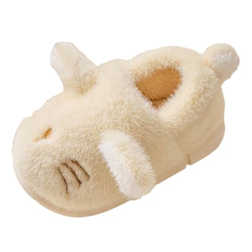 Hausschuhe für Kinder, Winter, Plüsch, warm, niedliche Katze, Hausschuhe, bequem, weich, rutschfeste Sohle, Herbst und Winter, gelb, 24 EU von Generic