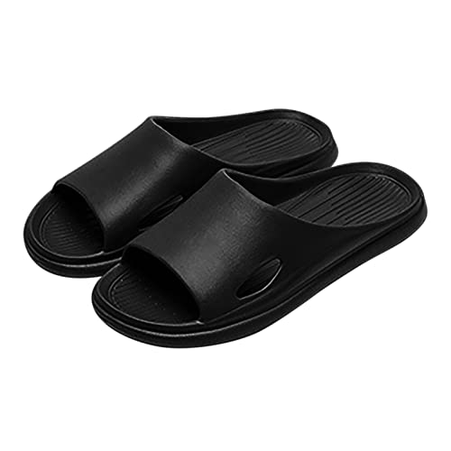 Hausschuhe für Männer Damen Bequeme leichte Badeschuhe für Sommer Strand Badezimmer mit flachem Boden atmungsaktive Freizeitsandalen (Black, 44) von Generic