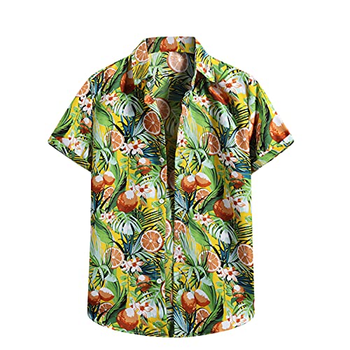 Hawaii Hemd Herren mit Revers Muster Bunte Casual 3D Gedruckt Knopf Männer Freizeithemd Sport Atmungsaktiv Männer Modern Loose Shirt Kurzarmhemd Herren Sommer von Generic