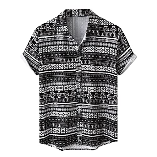 Hawaii Hemd Männer Funky Hawaiihemd,Fliege Hemd,Schwarz Rot Kariertes Hemd,Button Down Hemd,T Shirt Polo,Schwarz Weiß Hemd,Kurzarmhemden Herren Bügelfrei,Trachtenhemd Blau von Generic