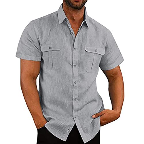 Hawaii Hemd Männer Kurzarm Sommer Leinenhemd 2024 Einfarbig T Shirt Slim Fit Atmungsaktiv Hawaiihemd Regular Freizeit Herrenhemden Regular Casual Sportshirt Amazon Outlet Angebote Sale von Generic