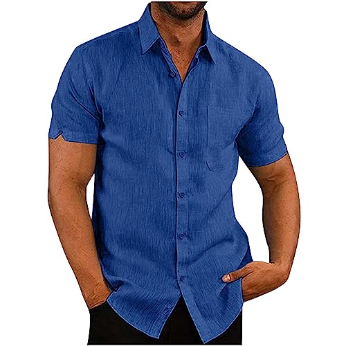 Hawaii Hemd Männer Kurzarm Sommer Leinenhemd 2024 Einfarbig T Shirt Slim Fit Atmungsaktiv Hawaiihemd Regular Freizeit Herrenhemden Regular Casual Sportshirt Warehouse Deals Angebote von Generic