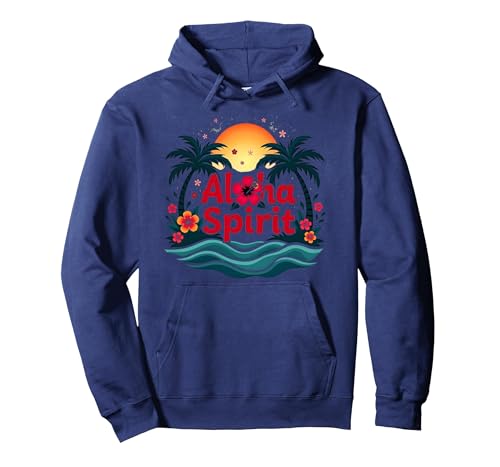 Hawaiian Aloha Spirit Tropical Paradise für Herren Pullover Hoodie, Unisex für Erwachsene, Marineblau, M von Generic