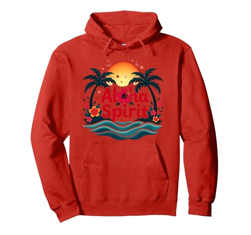 Hawaiian Aloha Spirit Tropical Paradise für Herren Pullover Hoodie, Unisex für Erwachsene, Rot, L von Generic