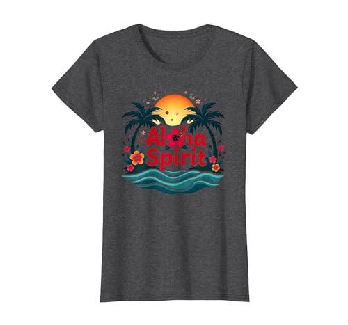 Hawaiian Aloha Spirit Tropical Paradise für Herren T-Shirt, Damen, Anthrazit Meliert, XS Hawaiian Aloha Spirit Tropical Paradise für Herren T-Shirt, Damen, Anthrazit Meliert, XS von Generic