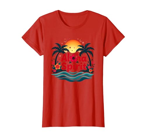 Hawaiian Aloha Spirit Tropical Paradise für Herren T-Shirt, Damen, Rot, XS Hawaiian Aloha Spirit Tropical Paradise für Herren T-Shirt, Damen, Rot, XS von Generic