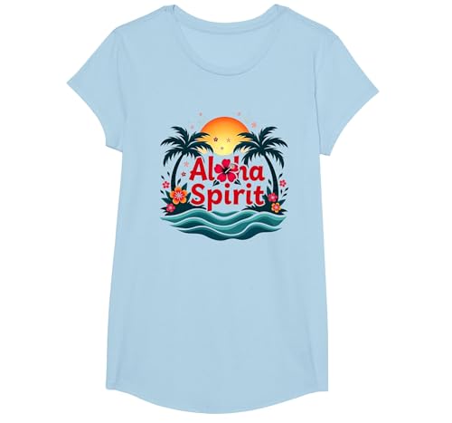 Hawaiian Aloha Spirit Tropical Paradise für Herren T-Shirt, Girls, Himmelblau, XS von Generic