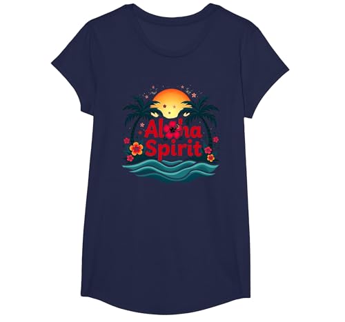 Hawaiian Aloha Spirit Tropical Paradise für Herren T-Shirt, Girls, Marineblau, XS Hawaiian Aloha Spirit Tropical Paradise für Herren T-Shirt, Girls, Marineblau, XS von Generic