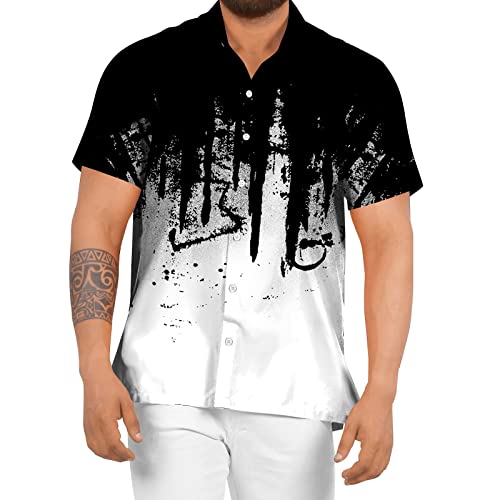 Hawaiihemd Herren Kurzarm Hemden Männer Sommerhemden Freizeit Hemd Lässiges Button Down Kurzarmhemd Stehkragenhemd Weiß 3XL von Generic