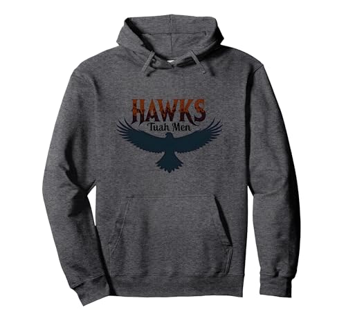 Hawks Tuah Soaring Spirit Vintage-Emblem Hawk Tush für Herren Pullover Hoodie, Unisex für Erwachsene, Anthrazit Meliert, S von Generic