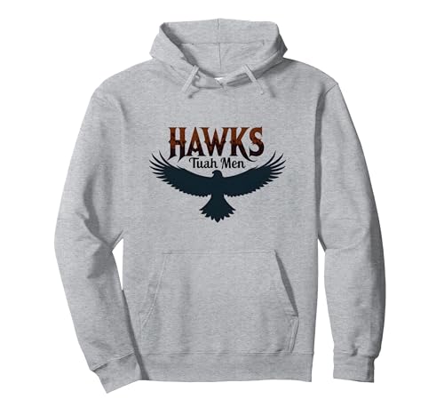 Hawks Tuah Soaring Spirit Vintage-Emblem Hawk Tush für Herren Pullover Hoodie, Unisex für Erwachsene, Grau Meliert, XL von Generic