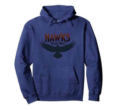 Hawks Tuah Soaring Spirit Vintage-Emblem Hawk Tush für Herren Pullover Hoodie, Unisex für Erwachsene, Marineblau, L von Generic