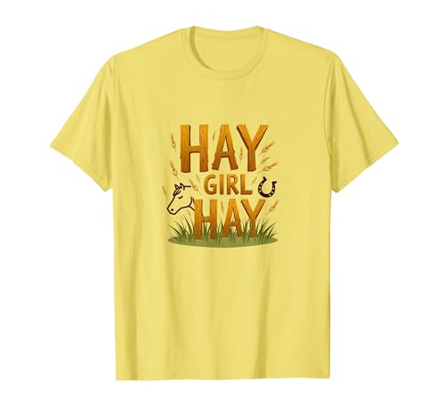 Hay Girl Heu Pferde Reitsport Humor Cowgirl Spruch T-Shirt, Herren, Gelb, S von Generic