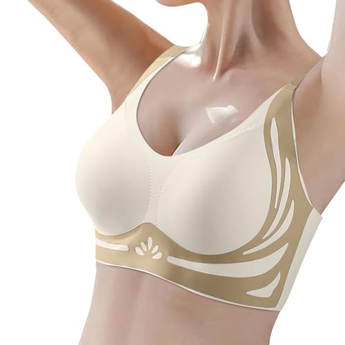 Hebender Anti-Sagging Wireless Push-Up BH atmungsaktive Brust gesammelt Nahtlose Anti-Sagging Dessous Shaping BHS Push-up-BH zum Anheben kabellos Push-Up-BH gerafft von Generic