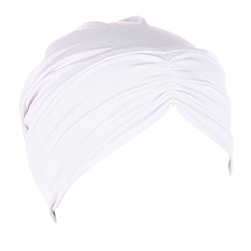 Heimatstolz Stirnband -Hut-Kappe Ethnischer böhmischer Blumen-Haar-Abdeckungs-Verpackungs-Turban-Kopfbedeckungs-Turban-Kappe-Falten-Hut Ohrenwärmer Herren Stirnband (White, One Size) von Generic