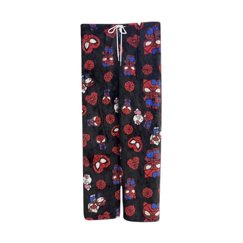 Hello Kἰtty Pyjama Hose Weihnachten mit 3 Taschen Große Größen, Damen Schlafanzughose Hosen Lang Flanell Damen Schlafhose Weich Pyjamas Kordelzug Anime Bequeme Warme Pyjamahose Ideal zum Schlafen von Generic
